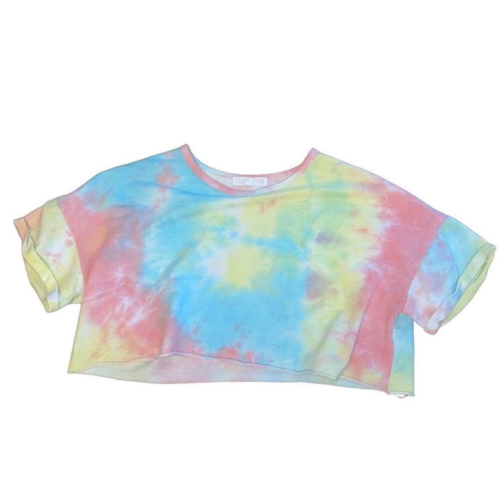 Cloud Ten Micro Cropped Tie Dye Short Sleeve Shirt Size Small